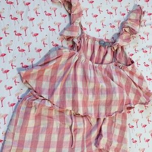 Pink Checkered Two-piece Set